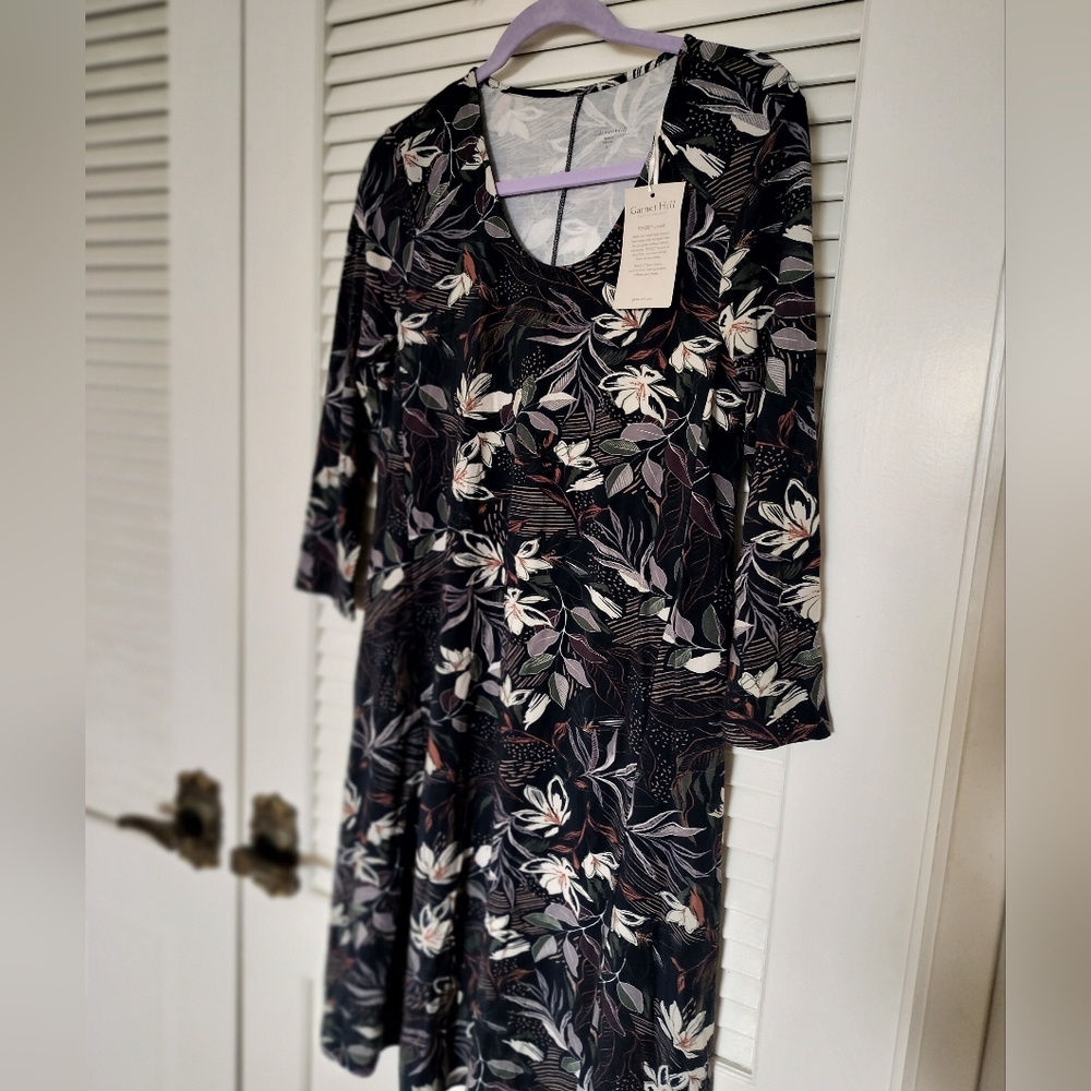 Garnet Hill NWT 95% Tencel Floral Midi Dress Size Small